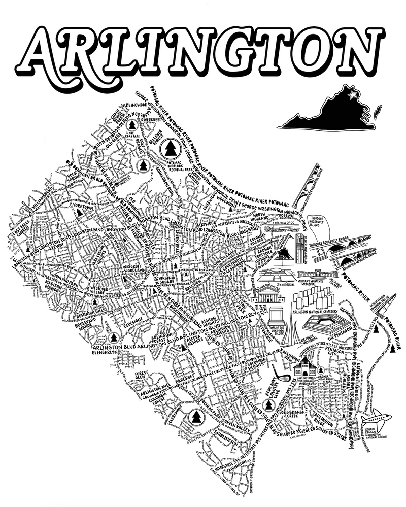 Arlington Virginia Street Map Print