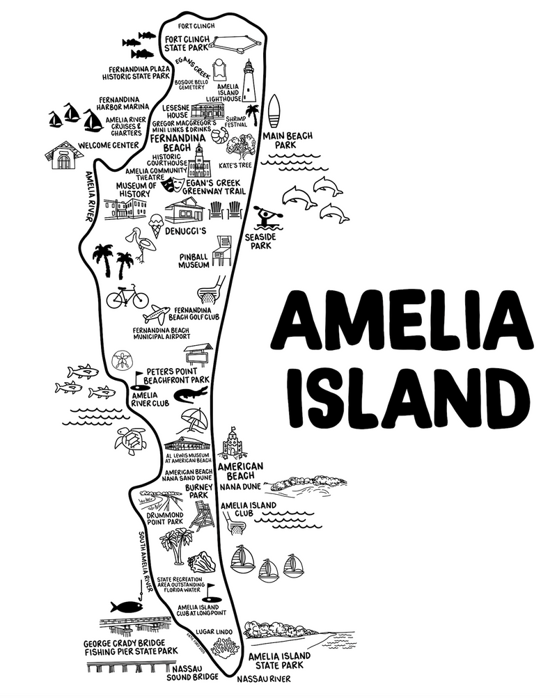 Amelia Island Map Print