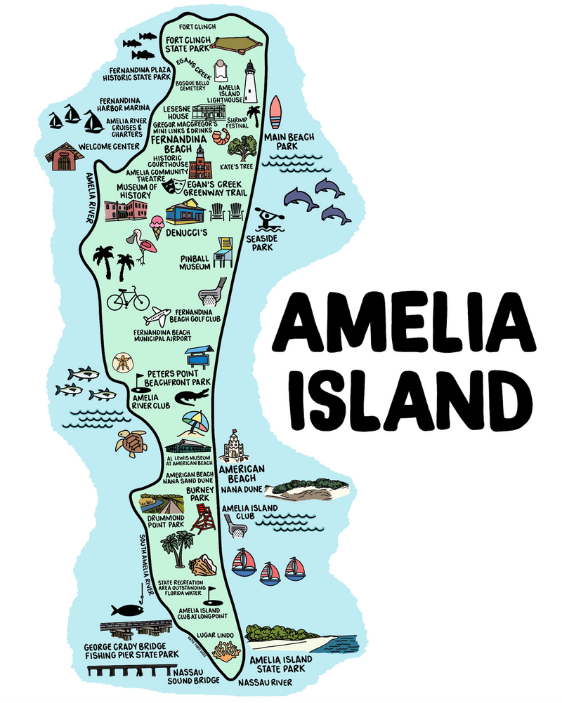 Amelia Island Map Print