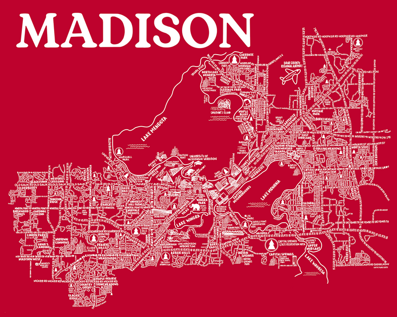 Madison WI Street Map Print