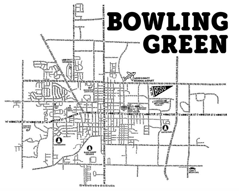 Bowling Green Ohio Map Print