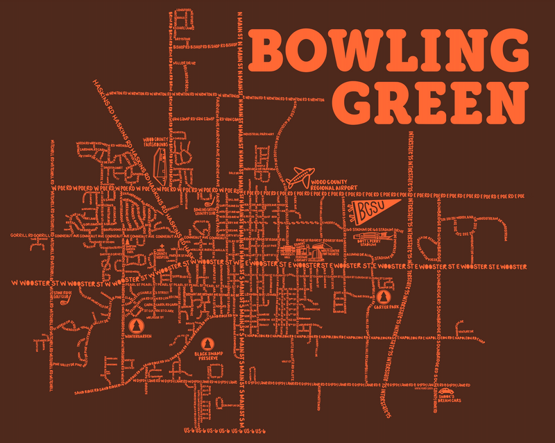 Bowling Green Ohio Map Print