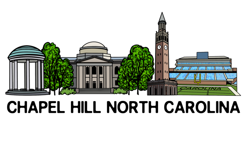 Chapel Hill NC Skyline Color Sticker