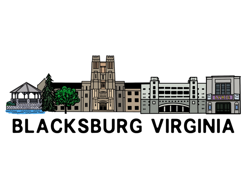 Blacksburg VA Skyline Color Sticker