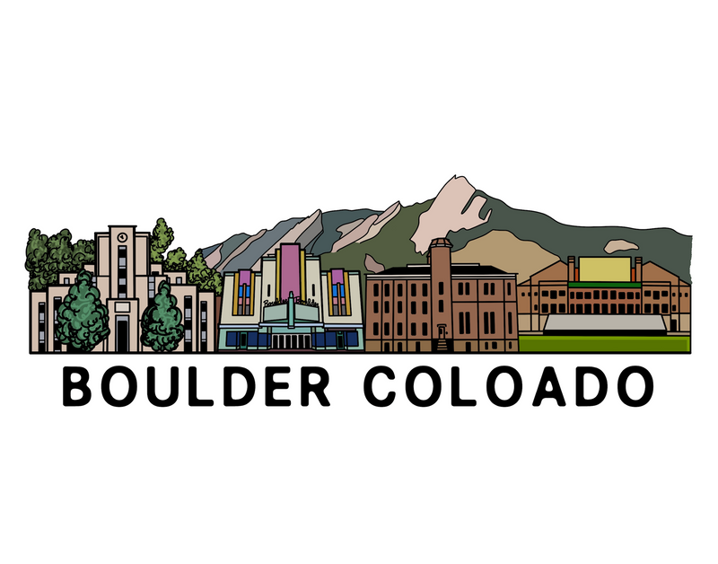 Boulder Colorado Skyline Color Sticker