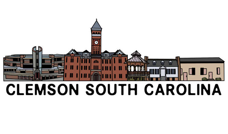 Clemson South Carolina Skyline Color Sticker