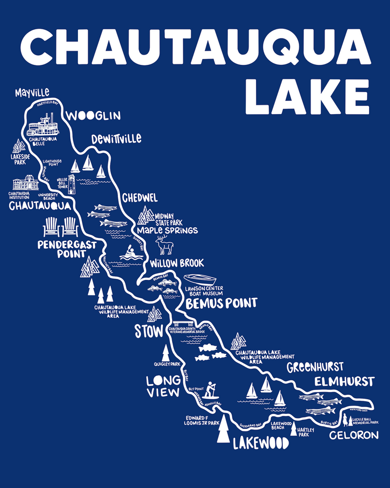Chautauqua Lake Map Print