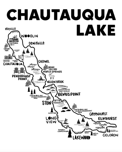Chautauqua Lake Map Print