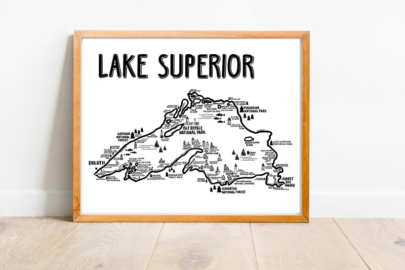lake superior map poster