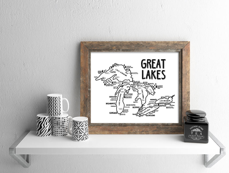 Great Lakes Map Print