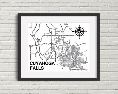 Cuyahoga Falls Ohio Map Print