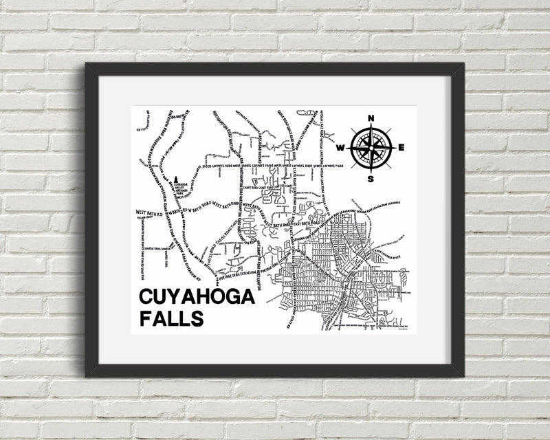 Cuyahoga Falls Ohio Map Print