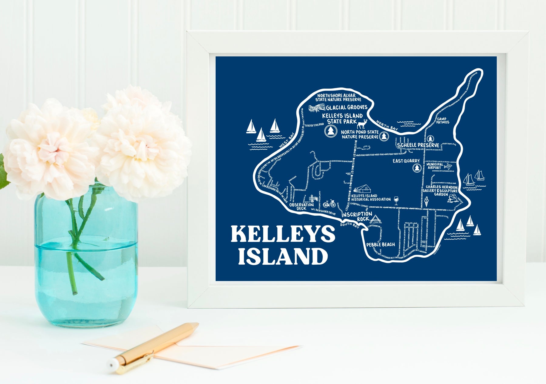 Kely Map Kelleys Island Map Print – Whereabouts Shop