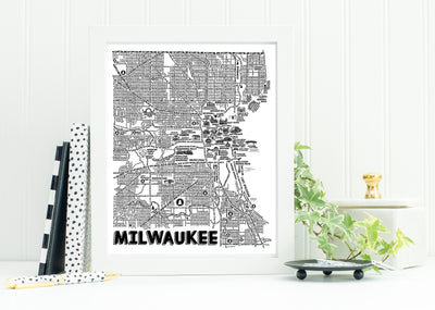 Milwaukee(Streets) Map Print