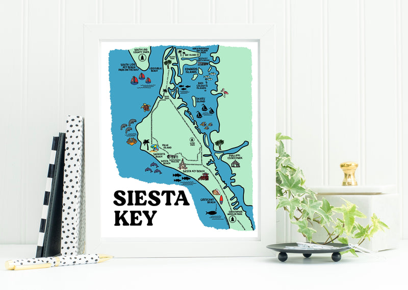 Siesta Key Map Print