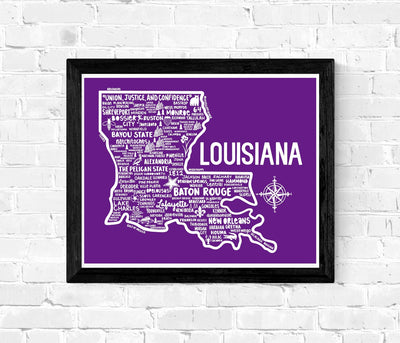 Louisiana Map Print
