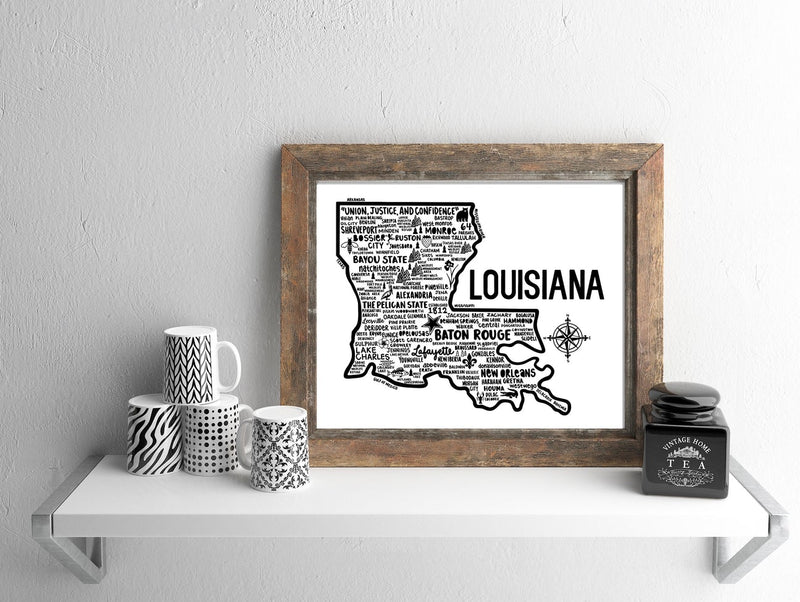 Louisiana Map Print