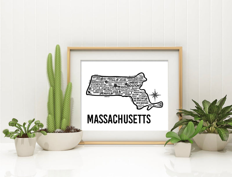 Massachusetts Map Print