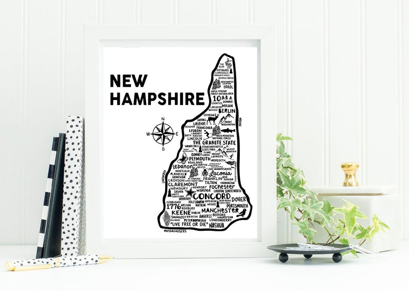 New Hampshire Map Print