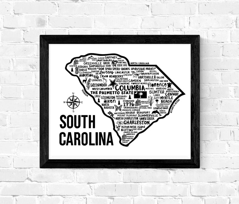 South Carolina Map Print