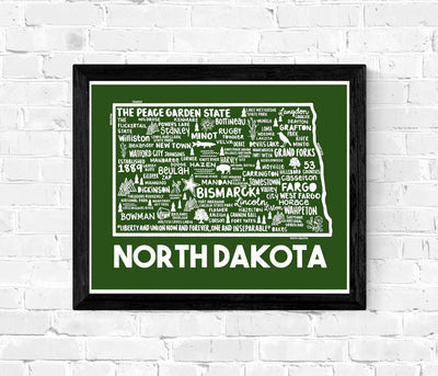 North Dakota Map Print