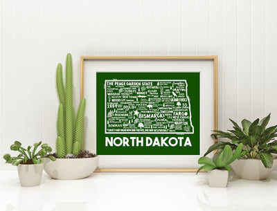 North Dakota Map Print