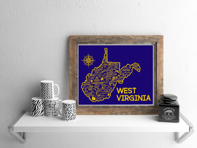 West Virginia Map Print