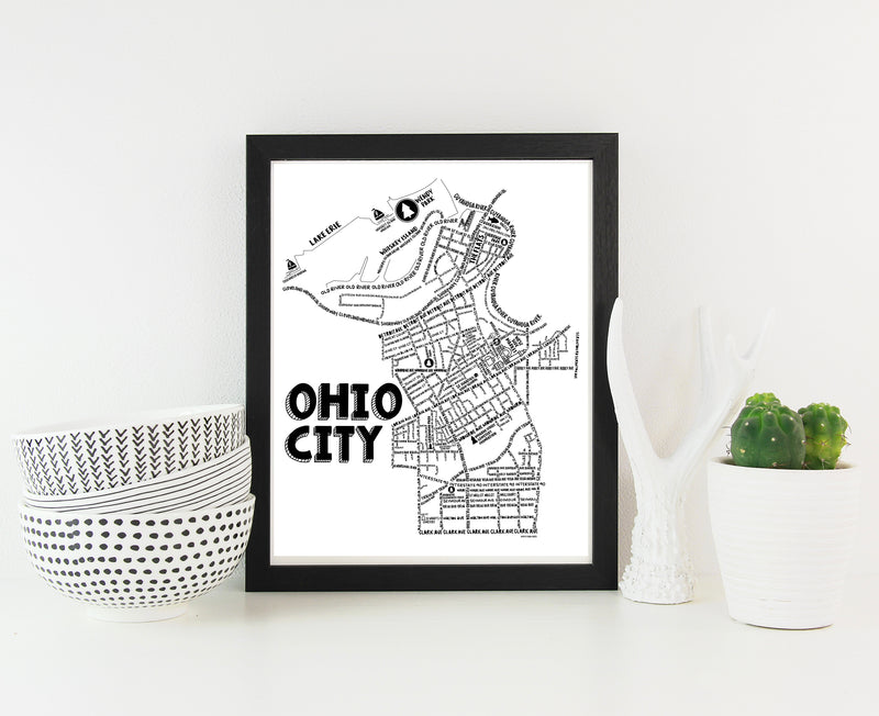 Ohio City Map Print