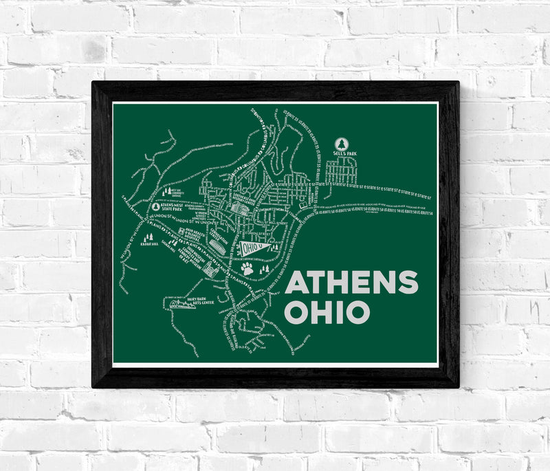 Athens Ohio Map Print