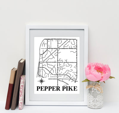 Pepper Pike Ohio Map Print