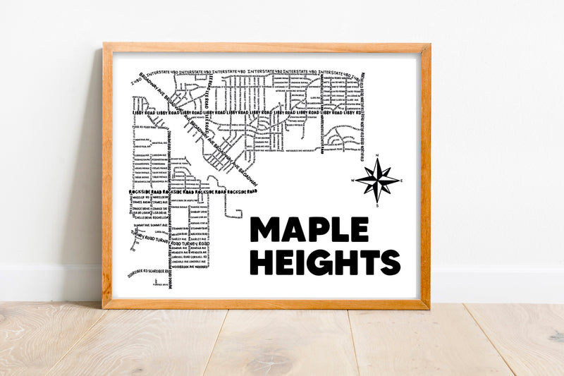 Maple Heights Ohio Map Print