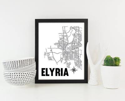 Elyria Ohio Map Print