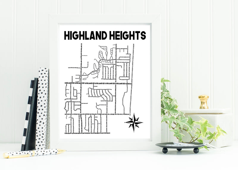 Highland Heights Ohio Map Print