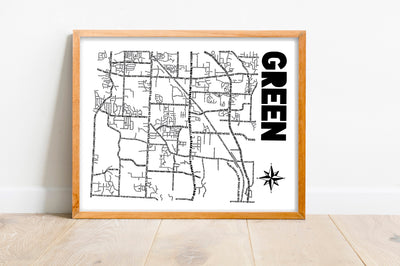 Green Ohio Map Print