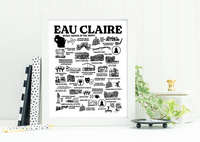 Eau Claire Map Print