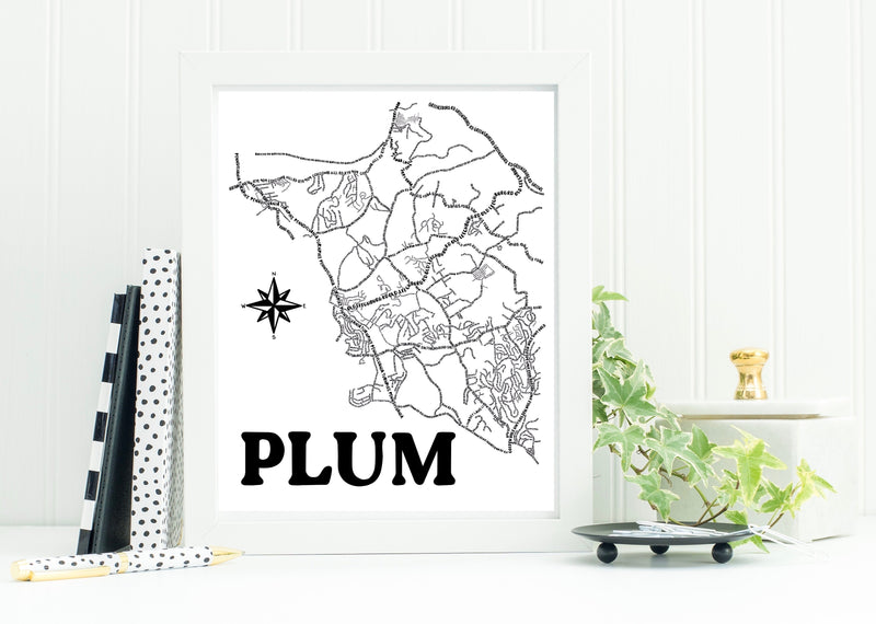 Plum Map Print