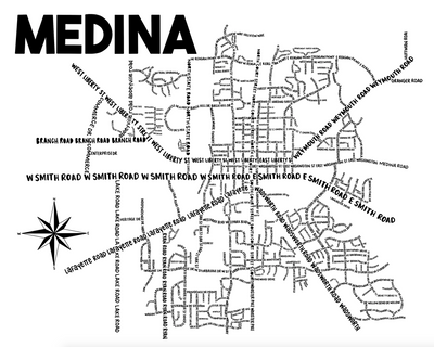 Medina Ohio Map Print