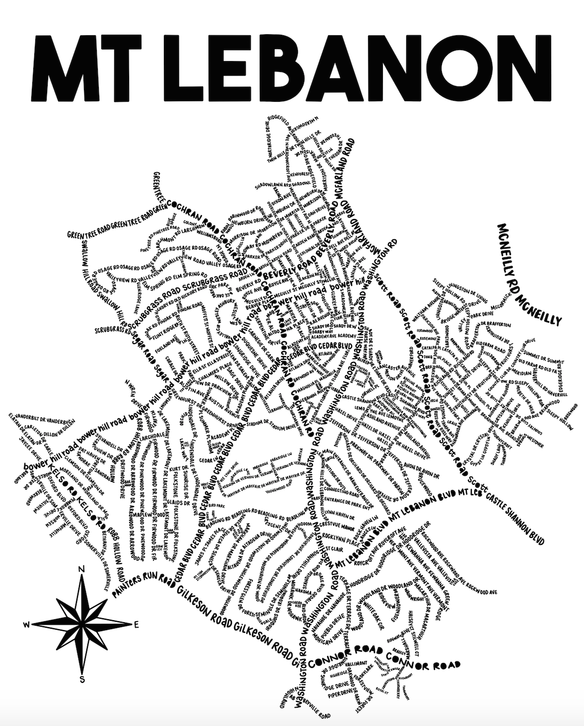 Mt Lebanon Map Print – Whereabouts Shop