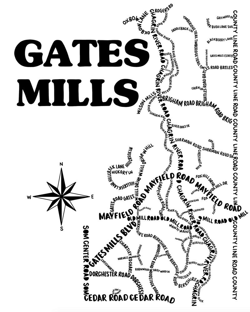 Gates Mills Ohio Map Print