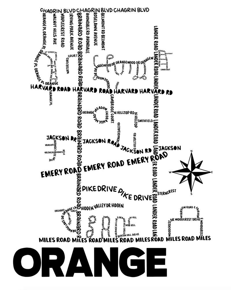 Orange Ohio Map Print