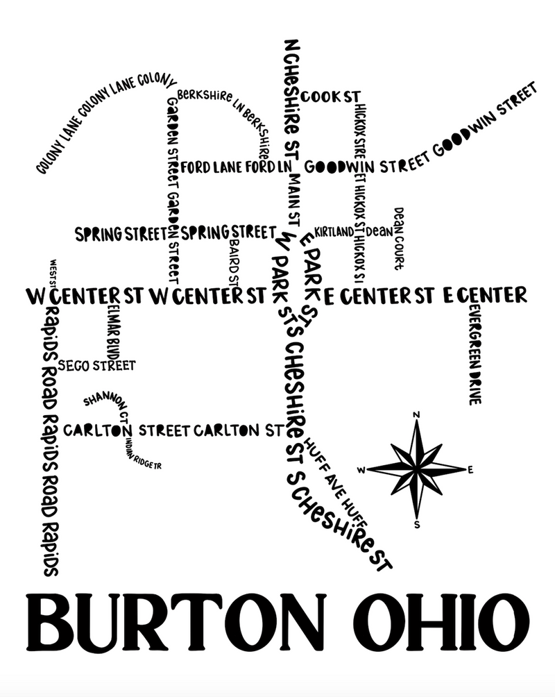Burton Ohio Map Print