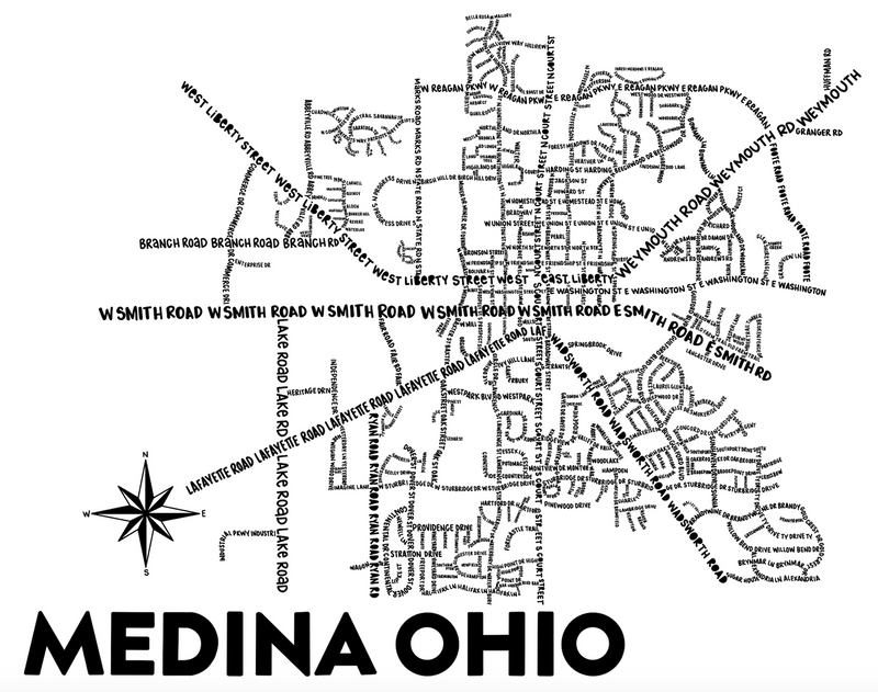 Medina Ohio Map Print