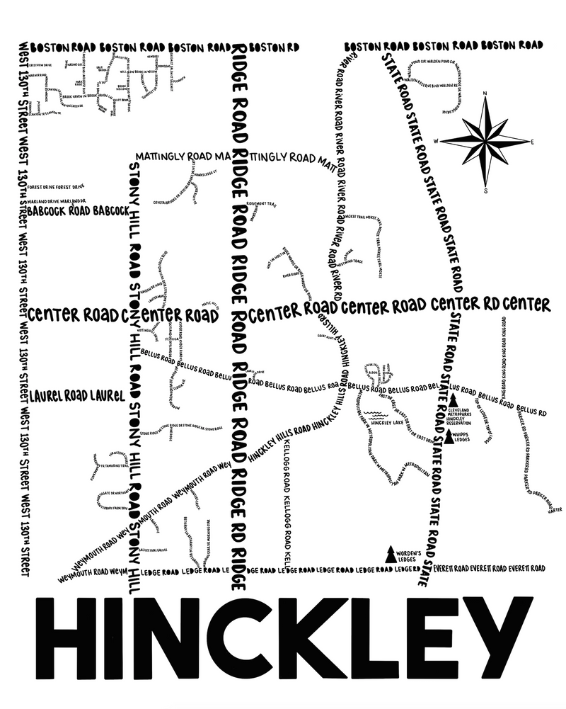 Hinckley Ohio Map Print