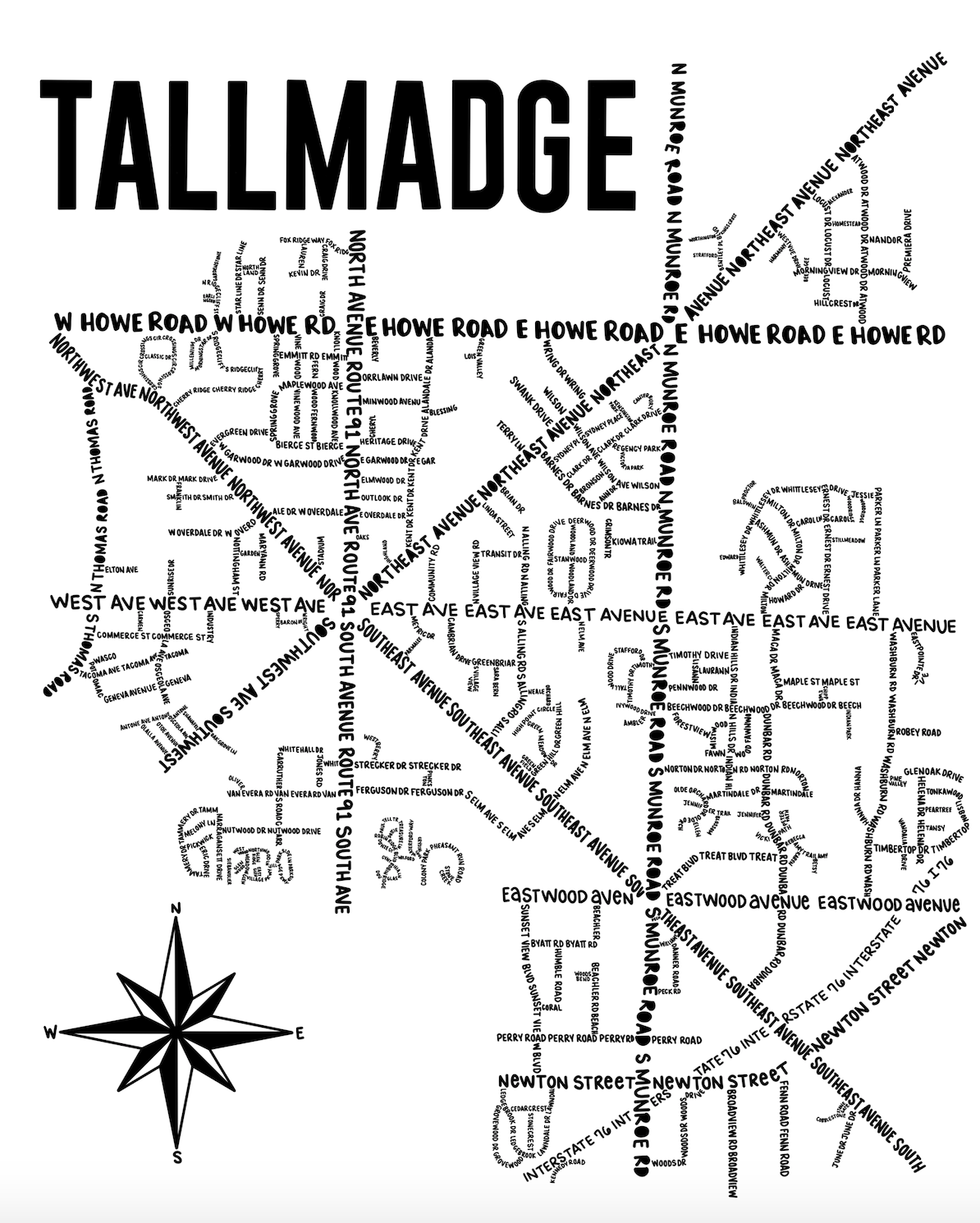 Tallmadge Ohio Map Print – Whereabouts Shop