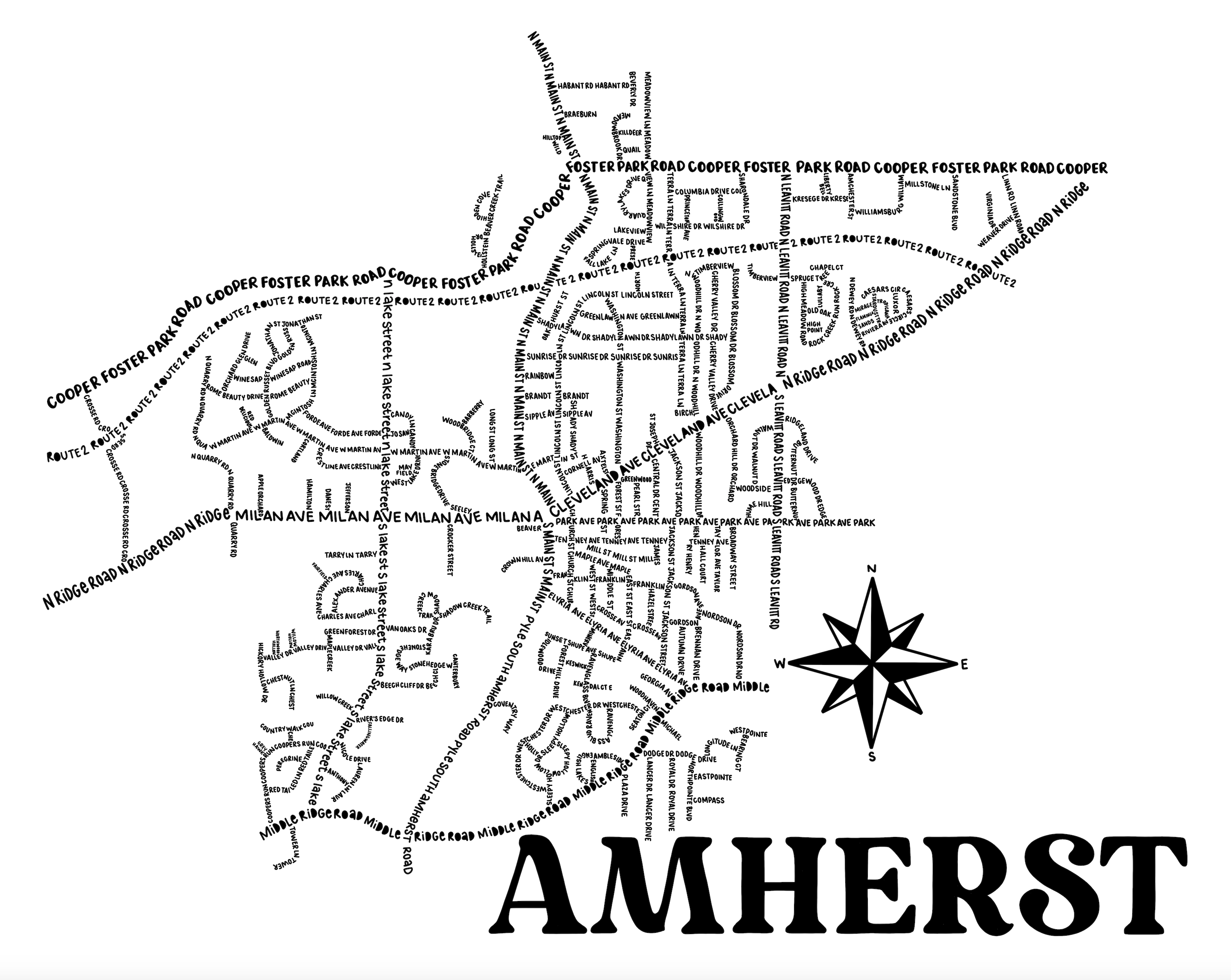 Amherst Ohio Map Print – Whereabouts Shop