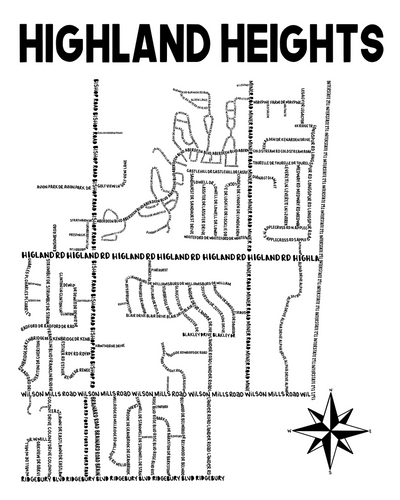 Highland Heights Ohio Map Print