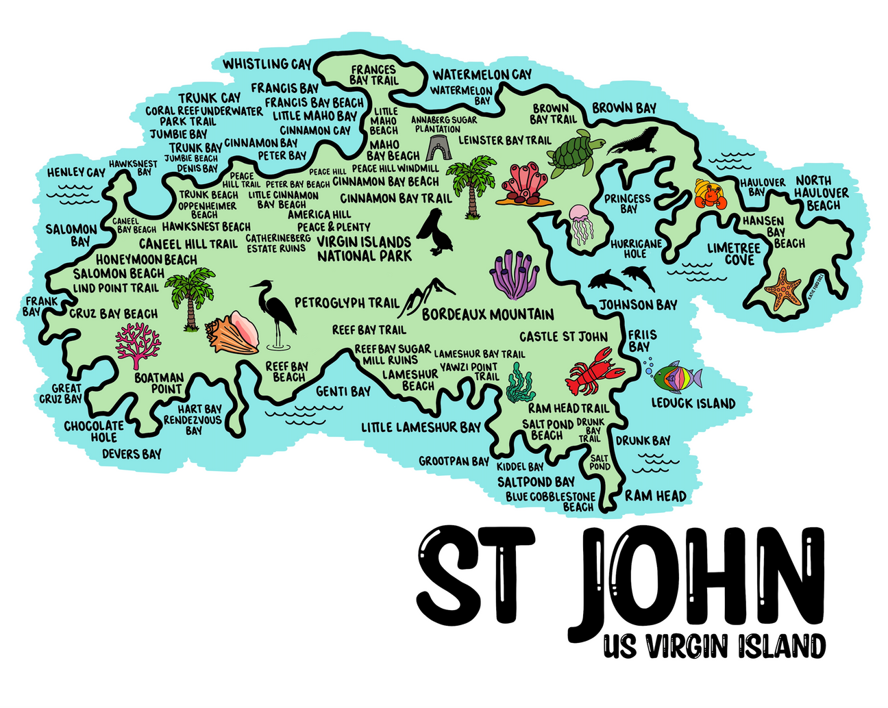 St John Map Print – Whereabouts Shop St John Map Print – Whereabouts Shop