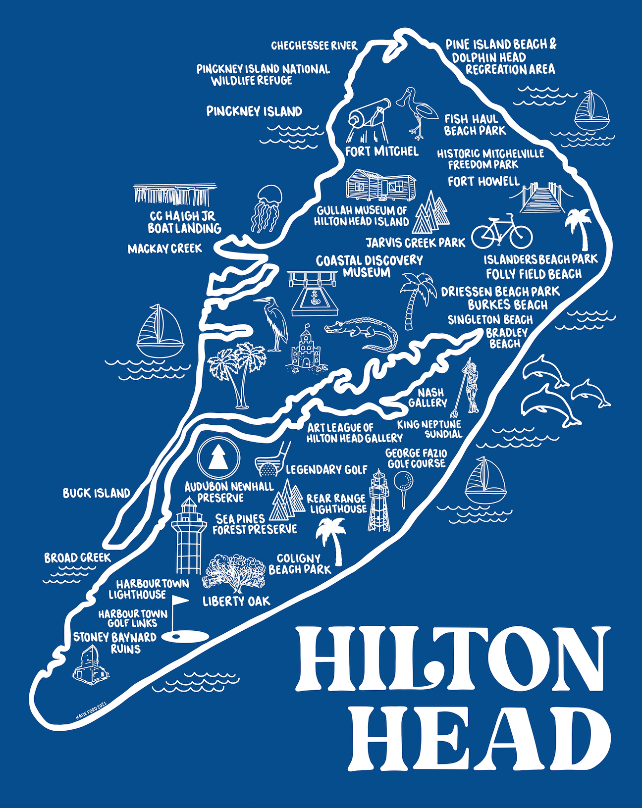 Hilton Head Map Print Whereabouts Shop