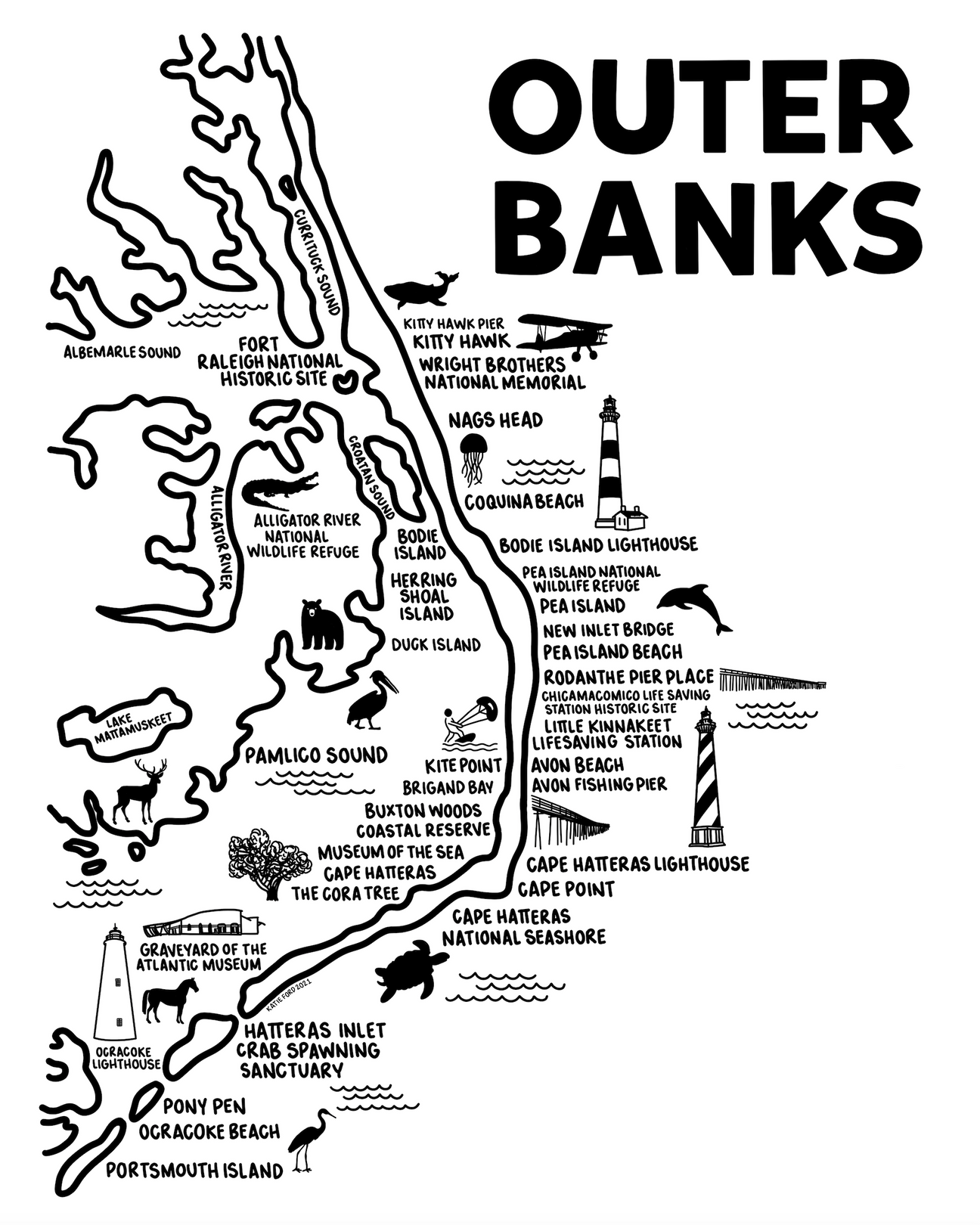Outer Banks Map Print – Whereabouts Shop