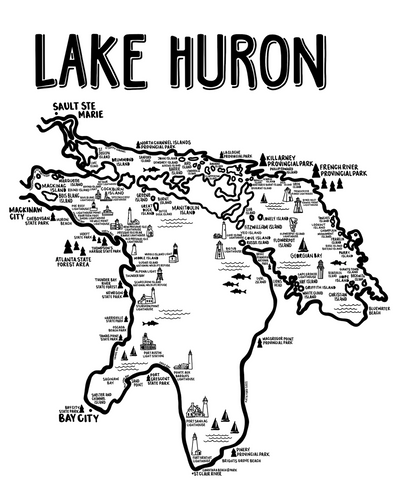 Lake Huron Map Print